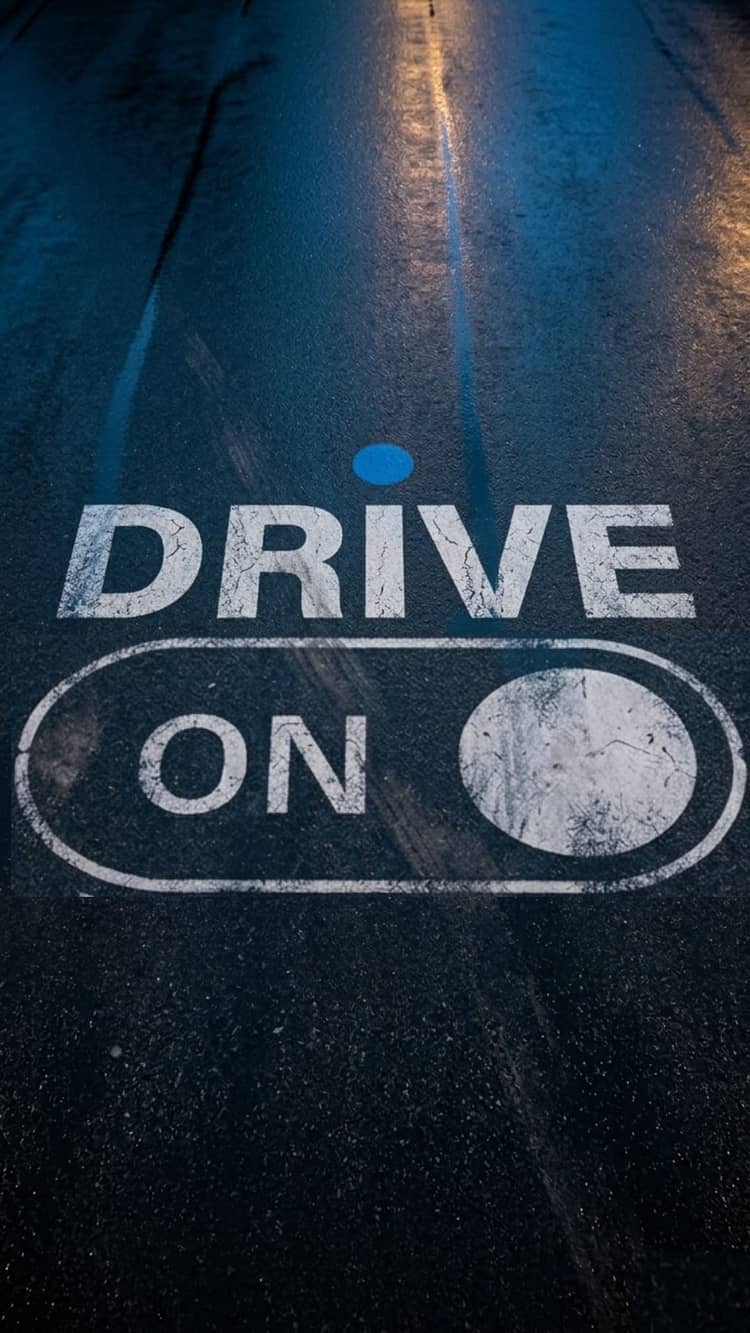 Drive ON SA logo peint au sol - location voiture sans caution Suisse romande